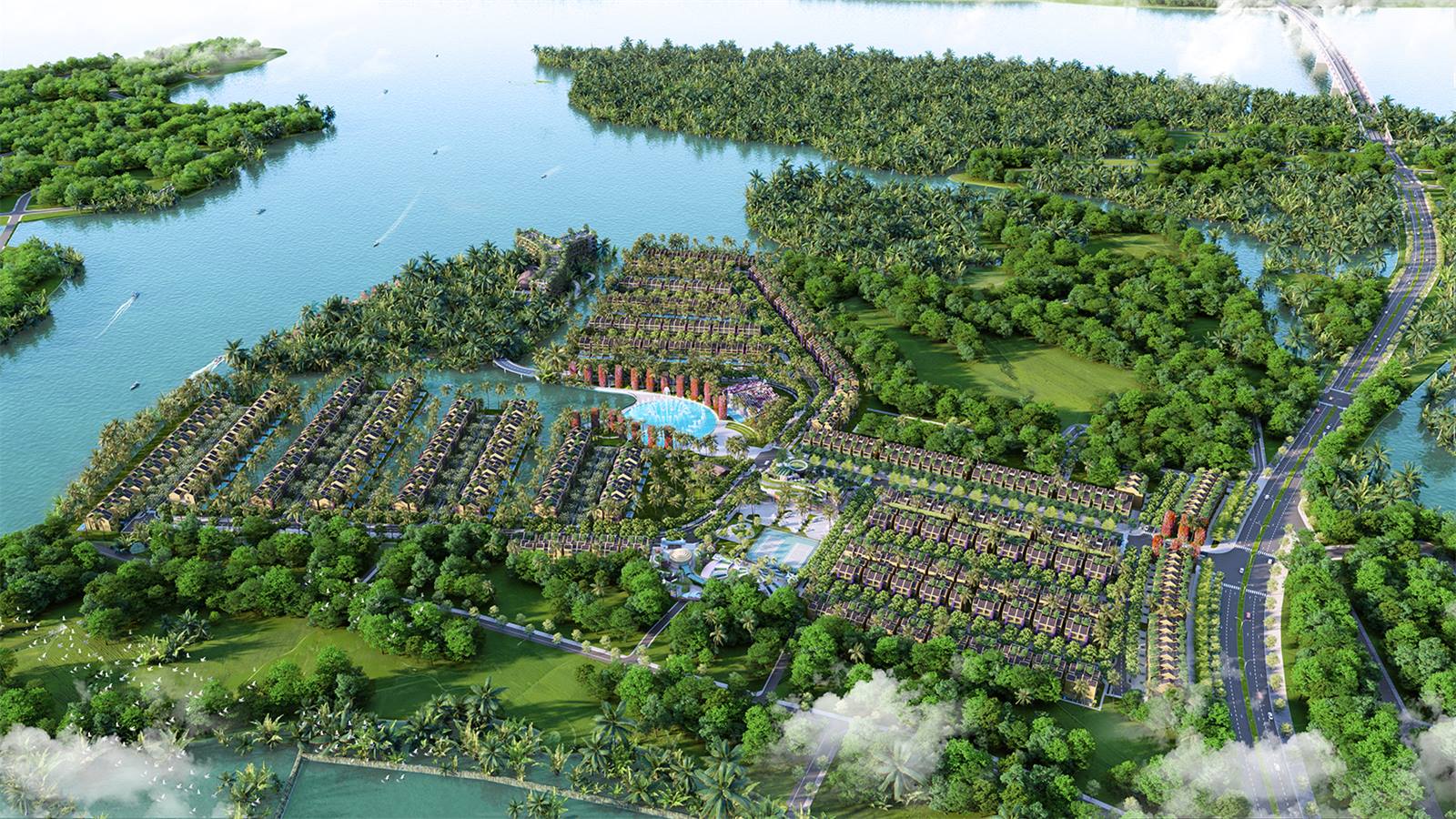 Phối cảnh tổng thể khu đô thị Casamia Balanca Hội An bên sông Cổ Cò