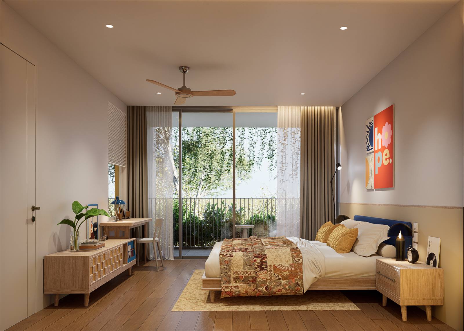 Phòng ngủ master Park Home nhìn ra cây xanh