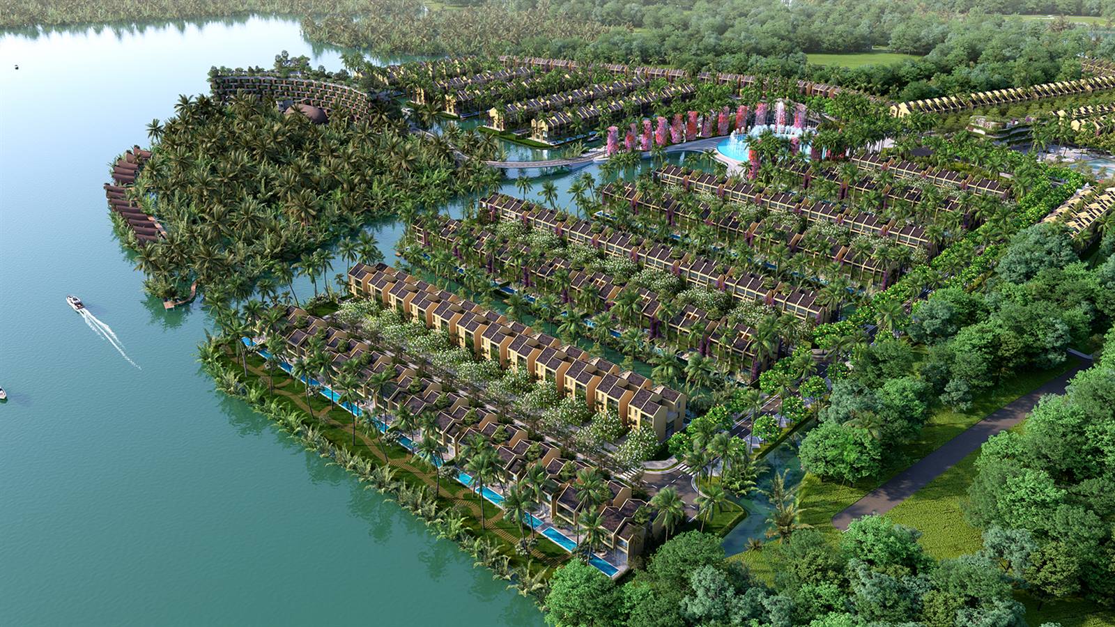Phân khu La Palma Casamia Balanca nhìn từ trên cao bên sông Cổ Cò