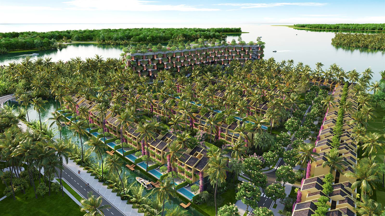 Phân khu La Riva – biệt thự vịnh biển Waterside Villa nhìn từ trên cao